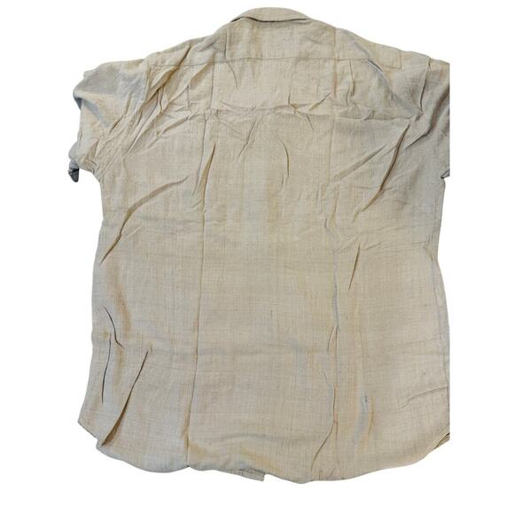 Raja's Linen Shirt Mens LG Raw Slub Textured Short Sleeve Vintage 90s Bangkok - Picture 7 of 7